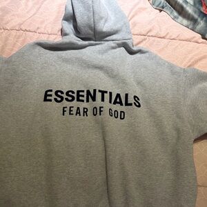 Essentials Fear of God Hoodie in Light Gray with Black Logo